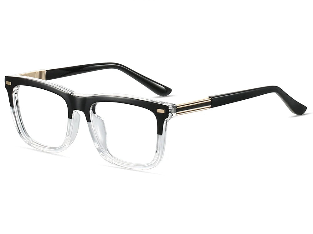 Onyx Black computer glasses with Gold Accents and Clear Lens Surrounds