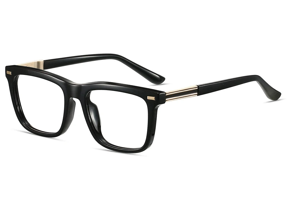 Onyx Black computer glasses with Gold Accents